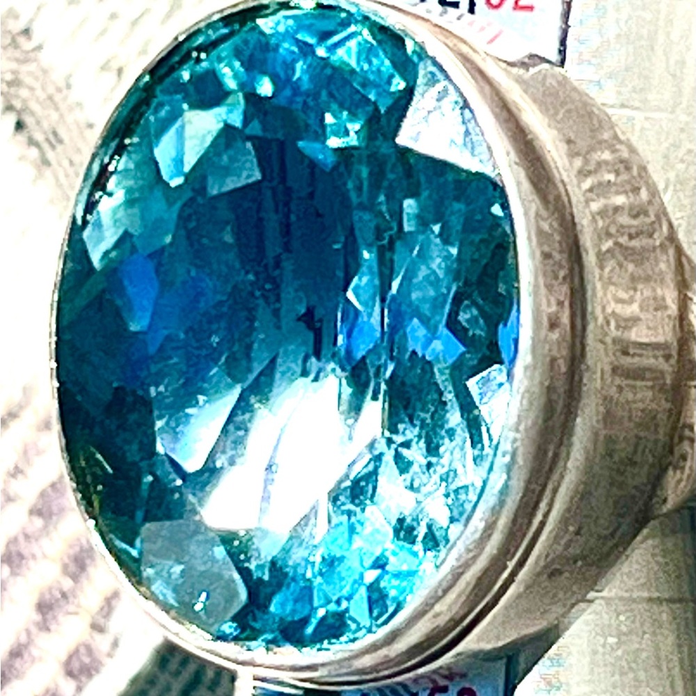 Huge Topaz Sterling Silver Ring 7.5